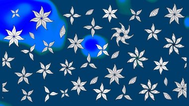 Raster çiçek izi. Çiçek mavisi eskiz deseni. Raster Yumuşak kumaş deseni. Klasik taslak çizimi.