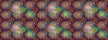 Halk tarzı. Modern çiçek arkaplanı. Parlak renkli çiçekleri ve kahverengi, mor ve gri renkte yaprakları olan şaşırtıcı, pürüzsüz çiçek deseni. Moda baskıları için zarif bir şablon.