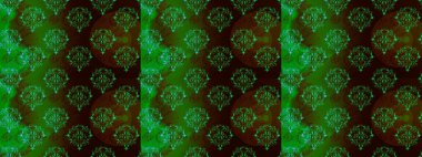 Çok yeşil, kahverengi ve siyah zarif küçük çiçekler ve yeşil, kahverengi ve siyah renkli komik böcekler, raster desen, illüstrasyon.