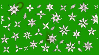 Çiçekli eskiz çizimi. Yeşil renkli çiçekler. Renkli Yaz Temalı eskiz kalıbı. Düz Çiçek Elementleri Tasarımı.