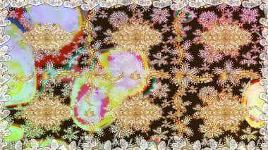 Şam, tasarım için kusursuz desen. Kahverengi renklerde, altın elementlerle pürüzsüz desen.