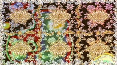 Noel, kar tanesi, yeni yıl 2019. Kahverengi renklerde, altın elementlerle kusursuz klasik desen.