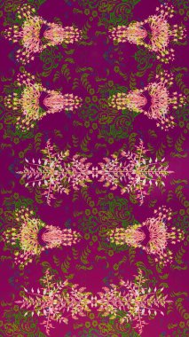 Winter snowflakes, raster background. Repeated texture for surface, wrapping paper, Snowflake on purple, green and pink colors.