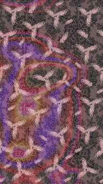 Raster illüstrasyonu. Çiçek desenli eskiz, darbeler, sıçramalar, yaz çiçekleri. Kahverengi renkte çiçekler.