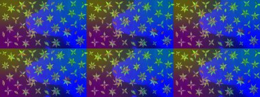 Üzerinde gelincikler ve vadi zambakları olan renkli çiçek desenli nakış deseni. Tekstil tasarımı için mavi ve yeşil renkli geleneksel halk çiçekleri..