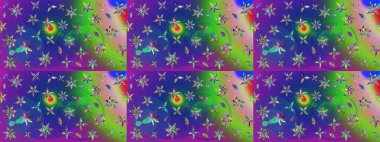 Şirin çiçekler. Çizgi çizimi kalıbı. Raster Moda kumaş deseni.