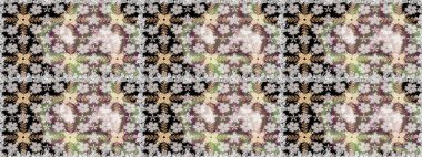 El çizimi. Çiçekli, yapraklı, çiçeksiz çiçek desenli. Raster illüstrasyonu.