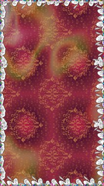 Yapraklı çiçekler ve kırmızı ve kahverengi renkli papatya çiçekleri. Raster - stok. Kusursuz arkaplan deseni.