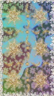 Çiçek süsü kumaş deseni, cam, çiçek desenli metal gri renkli ve altın elementli. Klasik raster altın pürüzsüz desen.