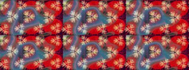 Kumaş desenli papatya çiçeği detayı. Kırmızı ve kahverengi renkte çiçekler.