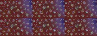 Kahverengi ve mor renkli çiçekler. Raster illüstrasyonunda çiçek deseni çizimi.