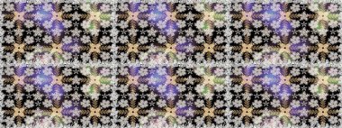 Gri ve nötr renklerde etnik çiçeklerle kusursuz bir desen. Raster Çiçek İllüstrasyon Şirin Tekstil.