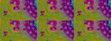 Desen, çizim, çiçek sınırı. Çiçek çelengi. Güzel, parlak, pürüzsüz kumaş, tuval. Kıvırcık, parlak örgü. Eski moda arka plan. Raster illüstrasyonu.