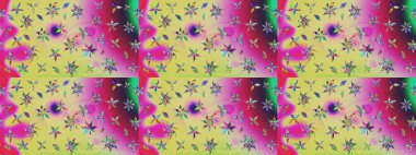 Güzel kumaş deseni. Düz Çiçek Elementleri Tasarımı. Çiçek desenli çizim. Raster illüstrasyonu. Renkli Bahar Teması eskiz kalıbı. Asya tekstil tarzında.