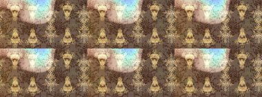 Modern çiçek arkaplanı. Moda baskıları için zarif bir şablon. Halk tarzı. Parlak renkli çiçekleri ve kahverengi, bej ve nötr renklerde yaprakları olan muhteşem bir çiçek deseni..