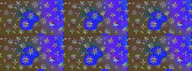 Mor ve kahverengi renkte çiçekler. Raster illüstrasyonunda çiçek deseni çizimi.