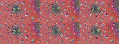 Hediye ambalaj kağıdı, tebrik kartları, posterler ve pankart tasarımı. Pembe ve yeşil renkli çiçekler. Raster düz çiçek çizim deseni.