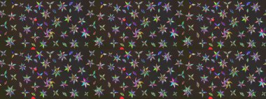 Tropik çiçek desenleri. Gri ve kahverengi renkli çiçekler. Raster illüstrasyonu.