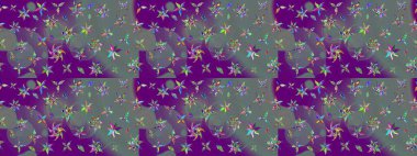 Robot resim. Raster illüstrasyonu. Mor ve nötr renkte çiçekler. Şirin çiçek elementleri..