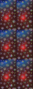 Raster illüstrasyonu. Çiçek desenli çizim. Asya tekstil tarzında. Düz Çiçek Elementleri Tasarımı. Güzel kumaş deseni. Renkli Bahar Teması çizim şablonu.