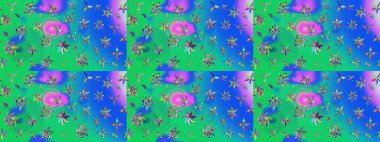 Raster illüstrasyonu. El çizimi. Çiçekli, yapraklı, çiçek desenli çizim..