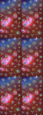 Renkli Bahar Teması eskiz kalıbı. Düz Çiçek Elementleri Tasarımı. Raster illüstrasyonundaki çiçek desenli çizim. Süslü kumaş deseni.