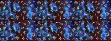 Eskiz klasiği. Renkli Bahar Teması eskiz kalıbı. Düz Çiçek Elementleri Tasarımı. Raster Şirin kumaş deseni.