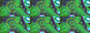 Yumuşak, bahar çiçekleri yeşil ve mavi renklerde. Çiçekli karalama şeklinde Raster çiçek deseni. Raster illüstrasyonu.