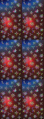 Çiçek desenli çizim. Kahverengi ve mor renkli Asya tekstili. Raster illüstrasyonu.