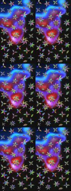 Raster Yumuşak kumaş deseni. Raster çiçek izi. Klasik taslak çizimi. Çiçek eskiz deseni.