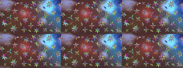 Kahverengi ve mavi renkte çiçeklerle çizilmiş çiçek deseni. Suluboya tarzında kahverengi ve mavi renkte çiçekler.