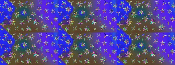 Düz Çiçek Elementleri Tasarımı. Renkli Bahar Teması eskiz kalıbı. Mavi ve mor renkli çiçekler. Raster illüstrasyonunda çiçek deseni çizimi.