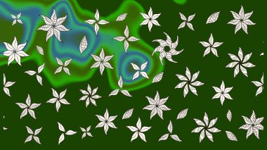 Düz Çiçek Elementleri Tasarımı. Çiçek desenli eskiz, yaz çiçekleri. Yeşil ve nötr renklerde çiçekler. Renkli Bahar Teması çizim şablonu.