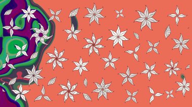 Şirin çiçek elementleri. Raster illüstrasyonu. Taslak desenli, modaya uygun kumaş deseni. Düz Çiçek Elementleri Tasarımı. Renkli Bahar Teması çizim şablonu.