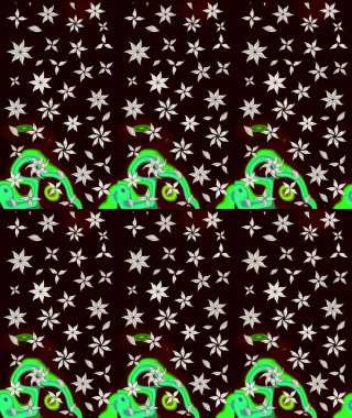 Çiçek buketleriyle klasik bir eskiz şekli. Siyah renklerde. Raster illüstrasyonu.