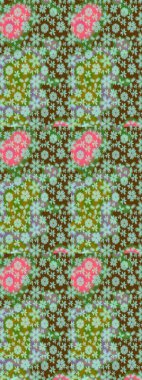 Raster hisseleri. Suluboya, elle çizilmiş. Tarafsız ve yeşil çiçekler. Taslak arkaplan deseni.