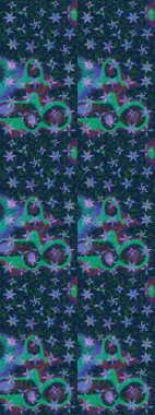 Mavi ve yeşil renkli çiçekler. Nazik, sevimli çiçek arkaplanı. Raster çiçek desenli ve çiçekli..