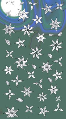 Yatak çarşafları, ceket, paket tasarımı, kumaş ve moda kavramları için tekstil baskısı. Eskiz modeli etnik tasarım. Çiçekleri, deniz kabukları, mandalaları ve suluboya efektleri olan deniz altyapısı.