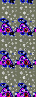 Güzel kumaş deseni. Raster suluboya deseni, narin çiçekler, yeşil ve mavi çiçekler, tebrik kartı şablonu..