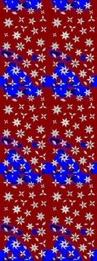 Millefleur 'lar. Küçük kırmızı ve mavi renkte güzel bir besin torbası deseni, çiçekler. Tekstil, kumaş, kapaklar, duvar kağıtları, baskı, paket, koleksiyon defteri, örgü, dekupaj için çiçek arkaplanı..