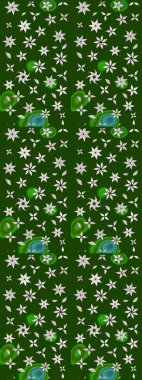 Raster Yumuşak kumaş deseni. Raster çiçek izi. Klasik taslak çizimi. Çiçek yeşili ve nötr çizim deseni.