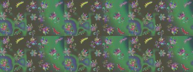Raster illüstrasyonu. Raster deseni. Küçük çiçekteki sevimli çiçek deseni. # Yeşil, gri ve mavi renkte yaz çiçekleri #.
