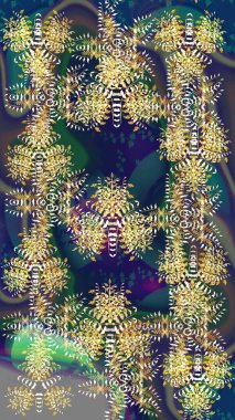 Renkli kar taneleri Raster çizimi. Raster mavisi, yeşil ve gri kar tanelerinden izole edilmiş. Güzel kış süsleri..