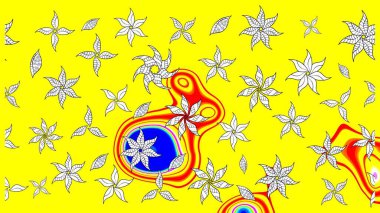 Çocuk stili. Çiçekli eskiz arkaplanı. Renkli Bahar Teması eskiz kalıbı. Düz Çiçek Elementleri Tasarımı.