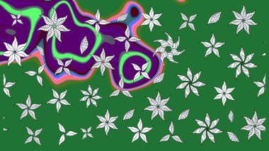 Yeşil renkli çiçekler. Çiçekli eskiz deseni. Suluboya çizimi. El çizimi.