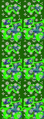 Düz Çiçek Elementleri Tasarımı. Yeşil renkte zarif çiçek buketi suluboya. Raster illüstrasyonu. Renkli Bahar Teması çizim şablonu.