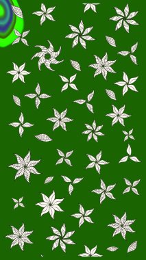 Çiçek desenli eskiz. Yeşil renkli çiçekler. Tişört baskısı için çiçek boyama rasteriName.