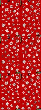 Kırmızı renkte çiçekler. Düz Çiçek Elementleri Tasarımı. Raster illüstrasyonundaki çiçek desenli çizim. Renkli Bahar Teması çizim şablonu.