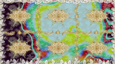 Barok tarzında kusursuz bir doğulu süsü. Raster geleneksel altın pürüzsüz desen nötr renkler üzerinde.