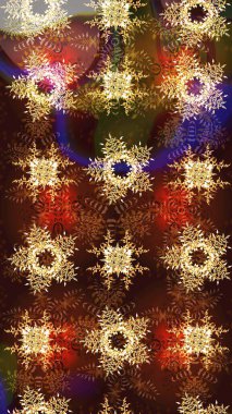 Kış kar taneleri, raster arka plan. Yüzey için tekrarlanan doku, ambalaj kağıdı, kahverengi, sarı ve bej rengi kar tanesi.